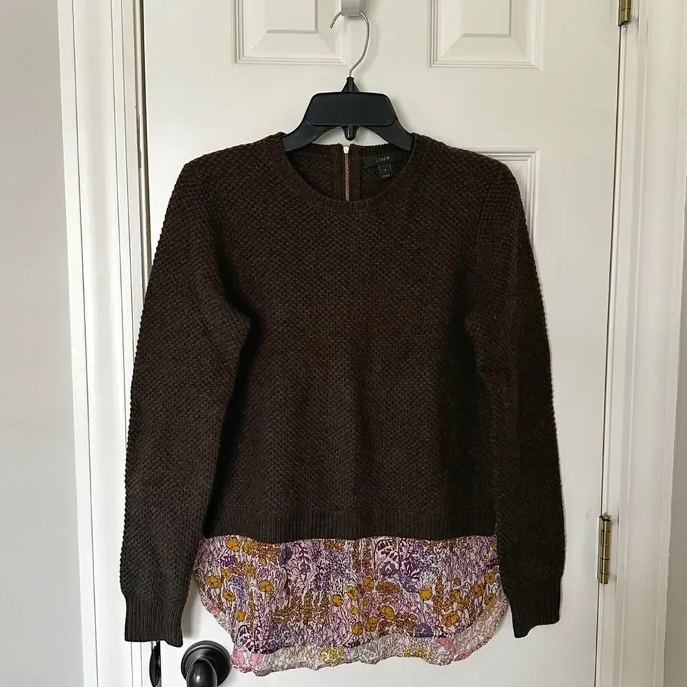 J.Crew Merino Shirttail Sweater in Liberty Print, size S